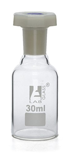 30mL 1oz Glass Reagent Bottle with Acid Proof Polypropylene Stopper  Borosilicate 3-3 Glass - Eisco Labs