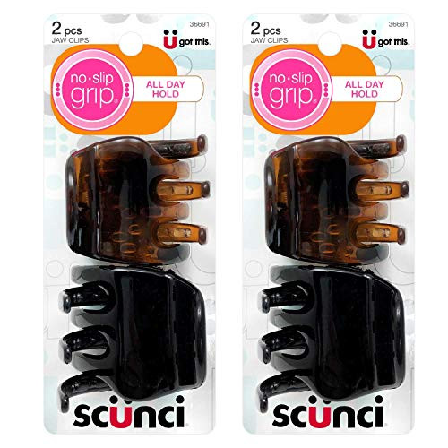 Scunci No-Slip Grip Chunky Jaw Clips All-Day Hold  2-Pieces per Pack 2-Pack