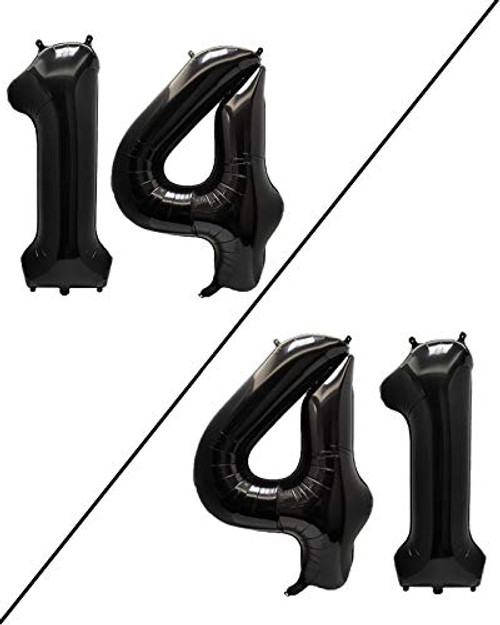 AULE 40 Inch Large 14 Balloon Numbers Black  Big Foil Number Balloons  Giant Helium Happy 14th Birthday Party Decorations for Boy and Girl  Huge Mylar Anniversary Party Supplies