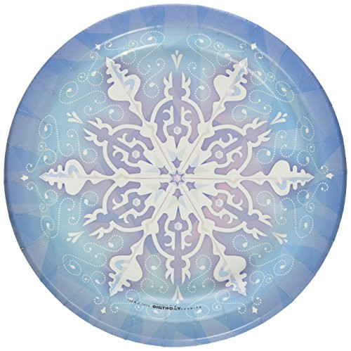 BirthdayExpress Snowflake Winter Wonderland Christmas Party Supplies - Dessert Plates 8