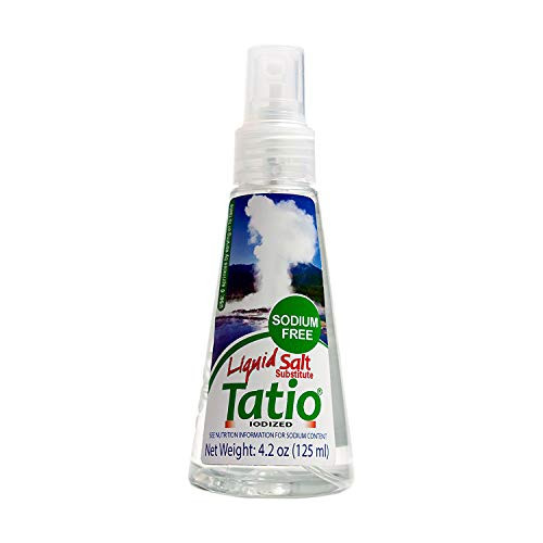 Tatio Liquid Salt Low Sodium - 100  natural - Salt Sustitute Iodized - comprised of a mixture of potassium salts - Bottle spray  4-2 OZ - 125ml