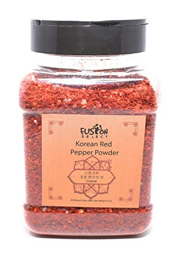 Korean Premium Non-GMO Red Chili Pepper Flakes Powder  Premium Gochugaru  Hot Pepper Coarse Powder Flakes 6 OZ  Fusion Select