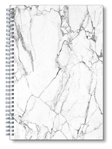 White Marble - A5 Clothed Spiral Notebook - Ruled Notebook-Journal - Lined Journal - 5-83  X 8-28  Softcover Books - College Ruled Spiral Notebook-Journal - Rough Draft Mini Spiral Notebook