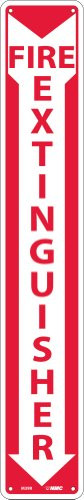 NMC M39R Restricted Area Sign   FIRE EXTINGUISHER   4  Width x 24  Height  Rigid Plastic  Red on White