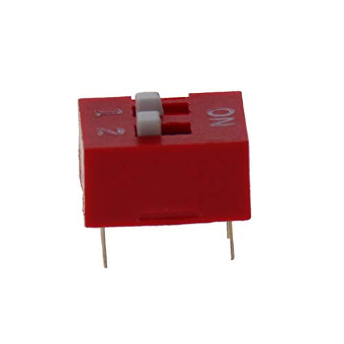 Fielect Red DIP Switch Horizontal Toggle 1-2 Positions 2-54mm Pitch for Circuit Breadboards PCB 5Pcs