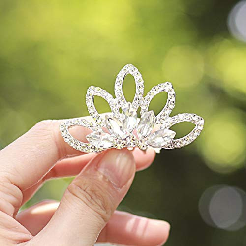 Unicra Flower Crystal Hair Comb Bridal Headpiece Wedding Hair Accessories for Brides and BridesmaidsSilver