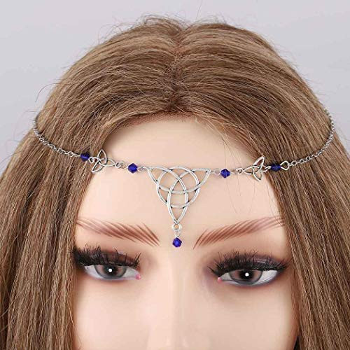 Aiyuan Gypsy Head Chain Silver Crystal Headband Jewelry with Rhinestones Fashion Forehead Chains Hair Accessories for Prom Wedding Party Halloween Headdress Headpieces for Women and Girls Blue