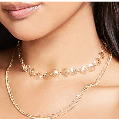 Aularso Dainty Layered Flower Necklaces Chain Hollow Necklace Jewelry for Women and Girls Gold