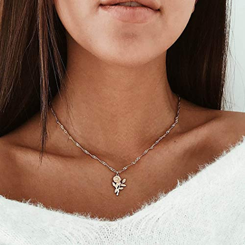 Fstrend Gypsy Rose Layered Necklace Dainty Rhinestone Pendant Charms Necklaces Jewelry for Women and Girls Gold Fstrend Gypsy Rose Layered Necklace Dainty Rhinestone Pendant Charms Necklaces Jewelry for Women and Girls Gold