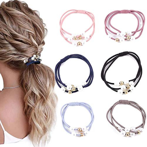 Obmyec Pearl Hair Ties Hair Scrunchies Elastic Hair Bands Ponytail Holder Hair Accessories for Women and Girls 6pcs Obmyec Pearl Hair Ties Hair Scrunchies Elastic Hair Bands Ponytail Holder Hair Accessories for Women and Girls 6pcs