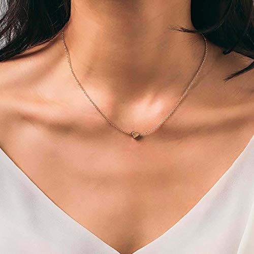 Aetorgc Simple Short Necklace Chain Love Pendant Necklace Jewelry For Women and Girls Rose Gold Aetorgc Simple Short Necklace Chain Love Pendant Necklace Jewelry For Women and Girls Rose Gold