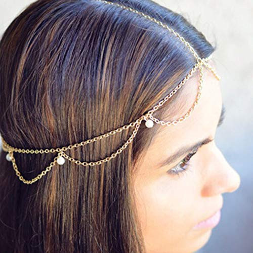 Fdesigner Boho Gold Sequins Hair Chain Head Chain Festival Wedding Headpiece Headband Hair Jewelry for Women and Girls Fdesigner Boho Gold Sequins Hair Chain Head Chain Festival Wedding Headpiece Headband Hair Jewelry for Women and Girls