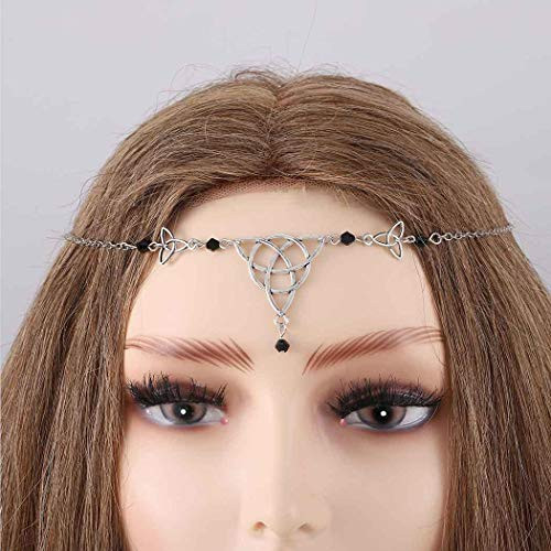 Aiyuan Gypsy Head Chain Silver Crystal Headband Jewelry with Rhinestones Fashion Forehead Chains Hair Accessories for Prom Wedding Party Halloween Headdress Headpieces for Women and Girls Black