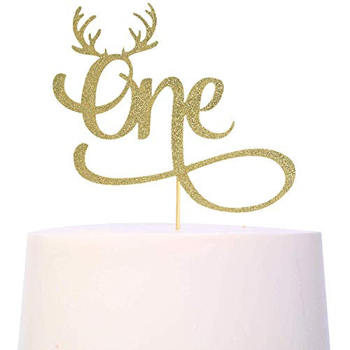 Deer Cake Topper For 1st Birthday  1st Birthday Cake Topper Of Photo Booth Props And Backdrop Cake Smash  Lumberjack Party Supplies  Best Lumberjack Baby Shower Decorations- One Deer Cake Topper