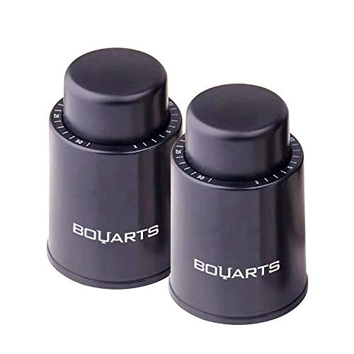BOUARTS Vacuum Wine Bottle Stoppers Stopper With Vacuum Pump  Record The Date Enjoy The Best Keeps Wine Fresh  Plastic Wine Bottle Plug Reusable Wine Sealer Preserver Black  2 pack