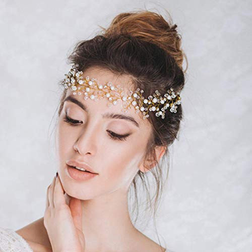 Jovono Wedding Headband Bridal Hair Vines Head Accessories Headpiece for Women and Girls Gold Jovono Wedding Headband Bridal Hair Vines Head Accessories Headpiece for Women and Girls Gold