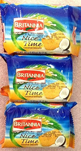 Britannia Nice Time Coconut Biscuits - 80g-  2-82oz- Pack of 3