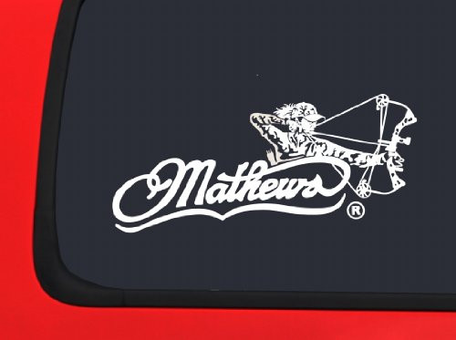 Mathews Logo   Female Bow Hunter - White Hunting window decal sticker