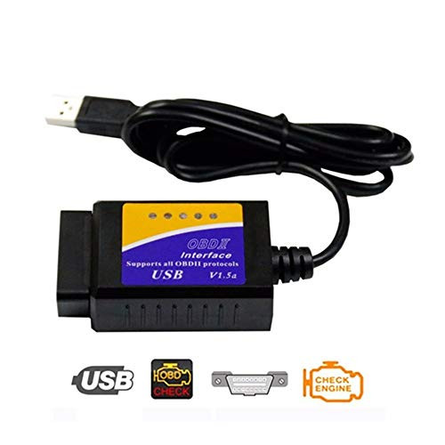Winnes USB OBD2 Diagnostic Car Scanner Cable,ELM327 USB V1.5 OBDII Diagnostic Car Auto Scanner Tool Cable Scan for Check Engine Light