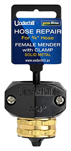 Underhill Metal Garden Hose Repair Super Heavy Duty Brass Menders with Zinc Clamp - HR-75F - 3-4  Clamp with Female Mender