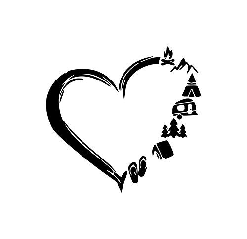 Love Camping Heart MKR Decal Vinyl Sticker  Cars Trucks Vans Walls Laptop Black 5-5 x 5-5 in MKR1286