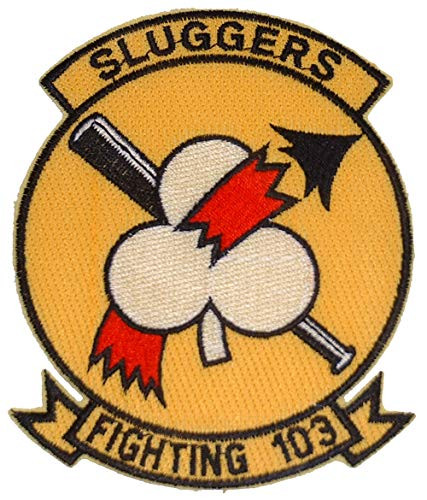 United States Navy USN VF-103 Sluggers Fighter Attack Squadron Embroidered Patch  with Iron-On Adhesive Yellow