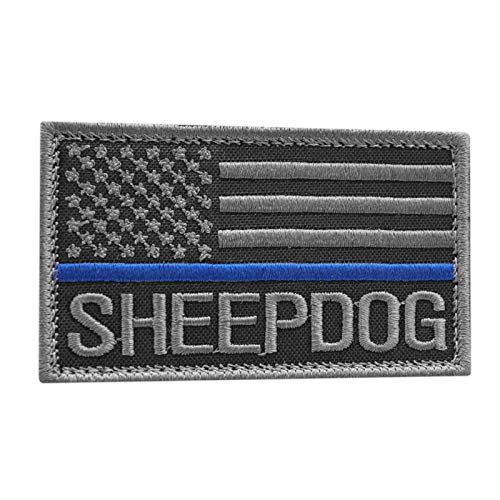 LEGEEON Subdued American Sheepdog Thin Blue Line 2x3-25 US Flag Agent Morale Touch Fastener Cap Patch