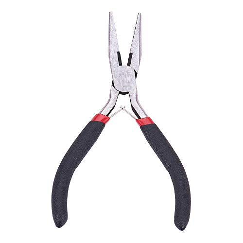 LiQunSweet Flat Nose Jewelry Bending Beading Pliers Chain-Nose Pliers with Polishing Carbon-Hardened Steel Color Black-Red for Jewelry Making DIY Crafting - 13cm-5inch Long LiQunSweet Flat Nose Jewelry Bending Beading Pliers Chain-Nose Pliers with Polishing Carbon-Hardened Steel Color Black-Red for Jewelry Making DIY Crafting - 13cm-5inch Long
