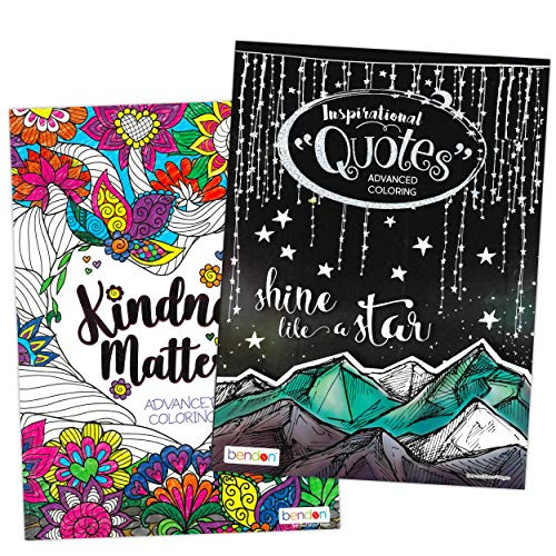 Bendon Publishing Advanced Inspirational Coloring Books for Adults and Teens-- Pack of 2 Premium Relaxing Adult Coloring Books