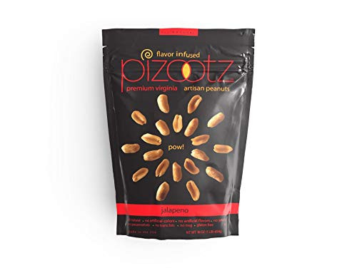 Pizootz Jalapeno Flavor Infused Premium Virginia Gourmet Artisan Peanuts - 5-75 oz per bag Jalapeno