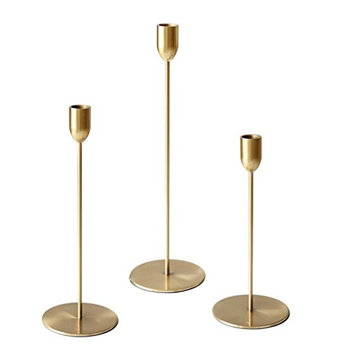 Sziqiqi Single-head Wrought-iron Candlestick Stand, Wedding/Dinning Table Decorative Candle Holder, Golden Candlelight Dinner Candle Holder Ornaments (Candle Holder 3#)