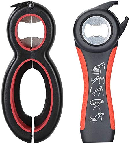 Premium All-in-one Jar and Bottle Opener Multi Jar Bottle Opener 6-in-1 and 5-in-1 Multi Kitchen Kits for Elderly  Women  Children  Seniors  Hand Weakness  Arthritis