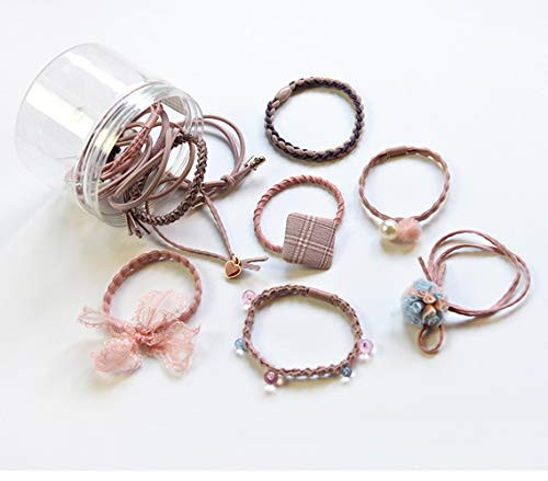 Girls Women Pearls lucky Bowknot Flower Elastic Hair Ties Hair Ropes Fashion Headbands Ponytail Holders Hair Rings Hairband Hair Accessories 8pcs