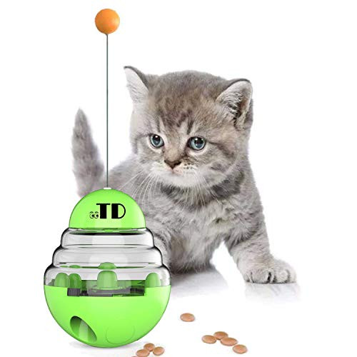 OOTD Cat Tumbler Toy Ball  Cat Slow Feeder Ball  Kitten Roly-Poly Treat Toys  Cat Toys Interactive Food Dispenser  Kitty Slow Food Dispensing Puzzle Toy  Slow Eating Interactive Cat Toy Ball  Green