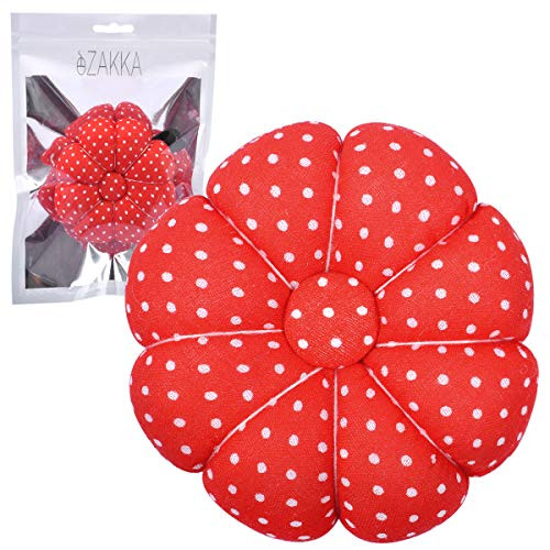 eZAKKA Wrist Pin Cushions Sewing Needle Cushion Holder Band Wearable Pincushions for Sewing Polka Pumpkin Dots Red