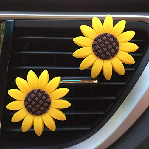 2xPACK Sunflower Car Accessories Cute Car Air Freshener Sunflower Air Vent Clips Automotive Interior Trim Girasoles Car Decorations Gift DD