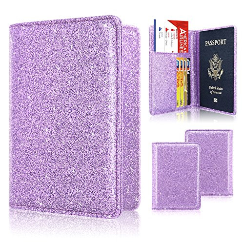Passport Holder Case  ACdream Protective Premium PU Leather RFID Blocking Wallet Case for Passport  Purple Star of Paris