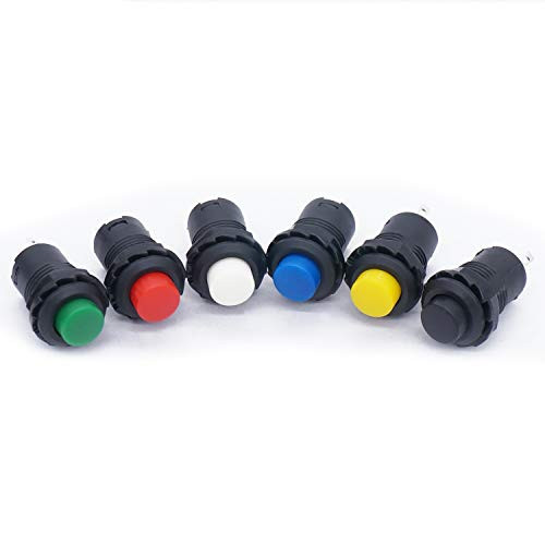 TWTADE 6Pcs 12mm Momentary Push Button Switch NONormally Open AC 125V 3A SPST 2 Pin DS-427-M-6S