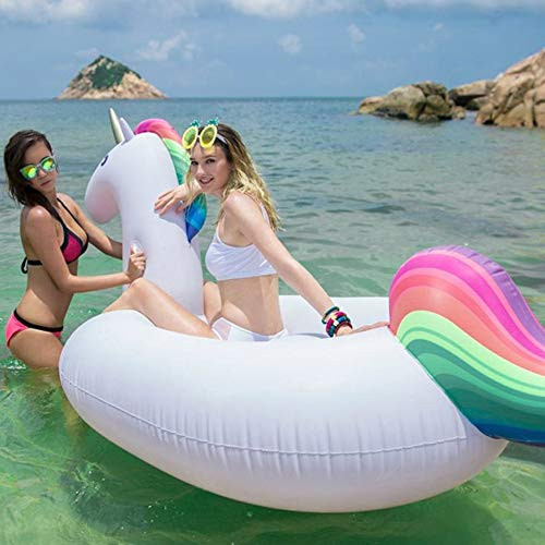 Techcity Giant Inflatable Unicorn Pool Float Floatie Ride On Summer Beach Swimming Pool Raft Lounge, Swim Party Toys, Adults & Kids (Unicorn)