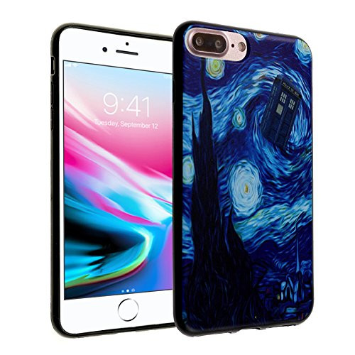 iPhone 8 Plus Case  Doctor Who Tardis Starry Night DURARMOR FlexArmor Flexible TPU Bumper Case Ultra Slim ScratchSafe Drop Protection Cover for iPhone 8 Plus Police Box Dr- Who Starry Night
