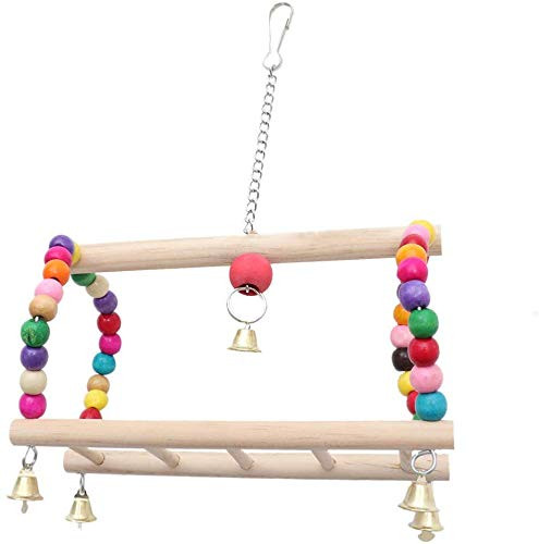SONYANG Bird Parrot Toy Hanging Bird Swing Parrot Ladder Bird Cage Chew Toy Set - Hanging Wooden Ladder Toy for Birds Cockatiel Cockatoo Lovebird