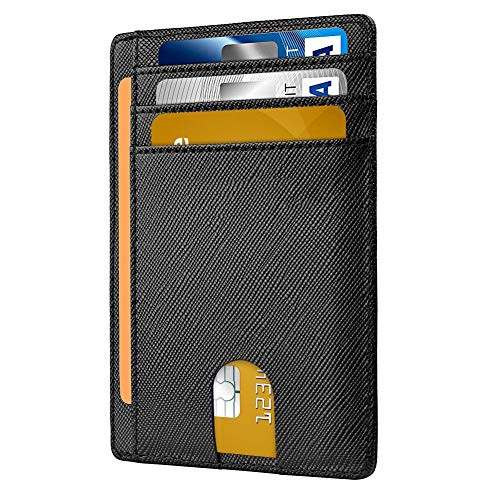 Dlife Slim Wallet RFID Front Pocket Wallet Minimalist Secure Thin Credit Card Holder Black