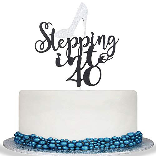 Colorful Step into 40 Cake Topper - Cheer to 40 Years Cake Topper -Glitter Hello 40-40th Birthday-Wedding Anniversary Party Decoration