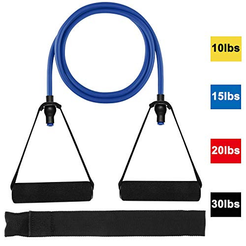 HaroFit Single Resistance Bands with Handles - Exercise Bands Workout Bands Weight Bands for Physical Therapy  Resistance Training  Home Workouts  Door Anchor and Workout Guide Included
