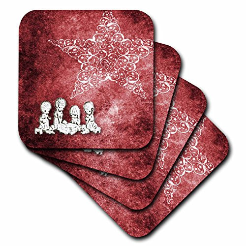 3dRose cst_41257_3 Christmas Star Over Nativity Ceramic Tile Coasters, Set of 4