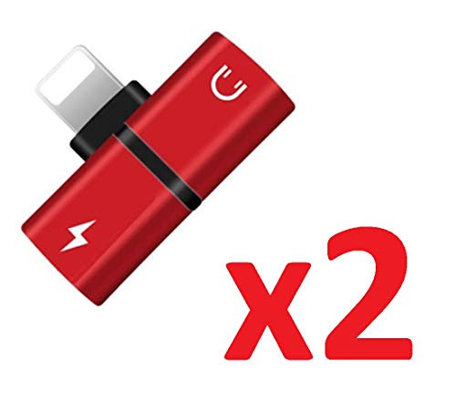 2 Pack  iPhone Lightning Splitter Adapter  iFlash 2in1 Audio   Charging Lightning Splitter for Apple iPhone Xs MAX  XR  X  8 Plus  8  7 Plus  7 2019 2018 2017 8Pin Adapter Red