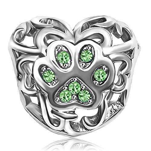 JMQJewelry Birthday Birthstone August Green Dog Paw Mom Heart Love Mother Charms For Bracelets Son Daughter Baby Gift JMQJewelry Birthday Birthstone August Green Dog Paw Mom Heart Love Mother Charms For Bracelets Son Daughter Baby Gift