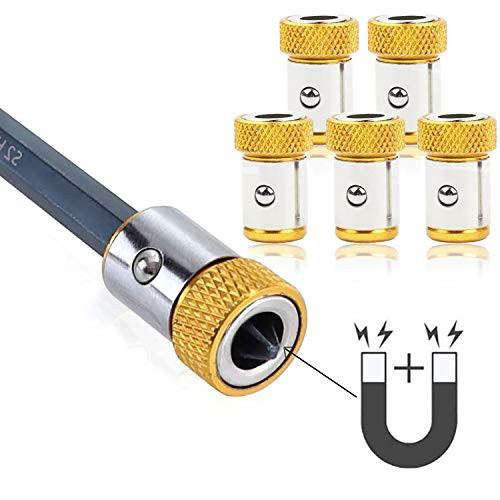 5pcs Magnetic Screw Ring Removable Bit Holder for 1-4  6-35mm Metal Hex Screwdriver and Power Bits Yellow
