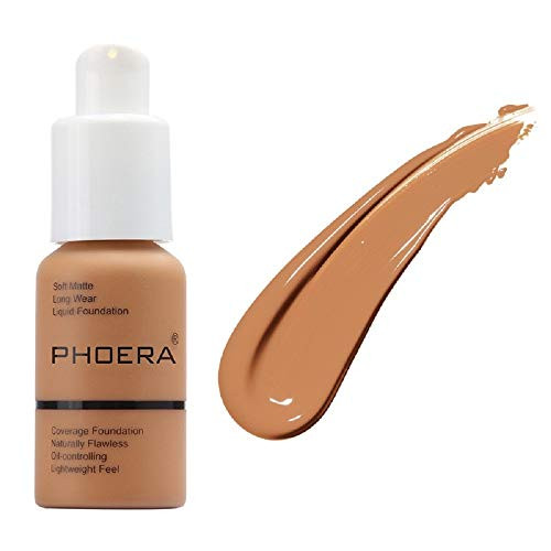 PHOERA Concealer Foundation Matte Oil Control Concealer Foundation Cream Long Lasting Waterproof Matte Liquid Foundation Tan 108