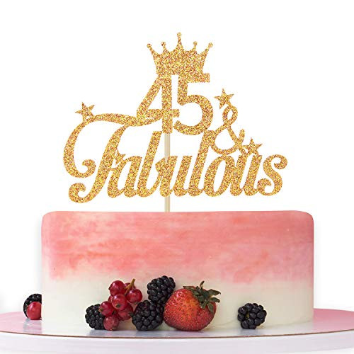 Gold Glitter 45 Fabulous Cake Topper - 45th Birthday Cake Decorating - Happy 45th Anniversary-Birthday Party Decoration Supplies Gold Glitter 45 Fabulous Cake Topper - 45th Birthday Cake Decorating - Happy 45th Anniversary-Birthday Party Decoration Supplies